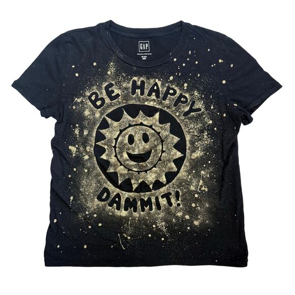 Gap Black & Gold Graphic T-Shirt Womens Size Medium Tall - Picture 1 of 6